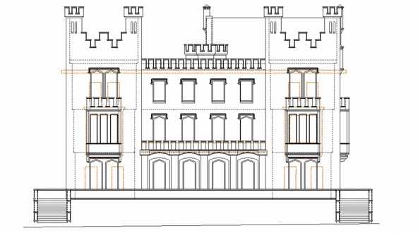 vereinfachte Überlagerung von originaler und umgebauter Nordfassade